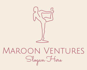 Red Monoline Yoga Stretch logo design