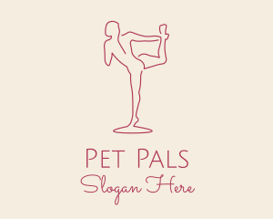 Red Monoline Yoga Stretch logo design