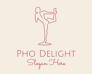 Red Monoline Yoga Stretch logo design