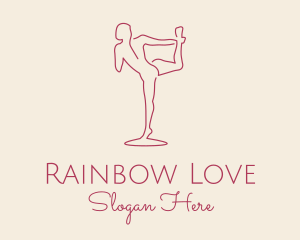 Red Monoline Yoga Stretch logo design