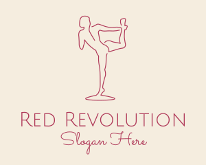 Red Monoline Yoga Stretch logo design