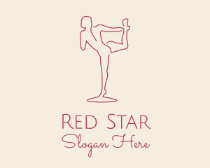 Red Monoline Yoga Stretch logo design