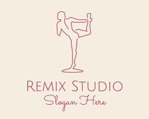 Red Monoline Yoga Stretch logo design