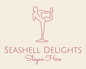 Red Monoline Yoga Stretch logo design