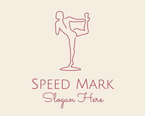 Red Monoline Yoga Stretch logo design