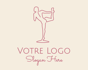 Red Monoline Yoga Stretch logo design