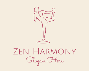 Red Monoline Yoga Stretch logo design