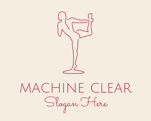 Red Monoline Yoga Stretch logo design