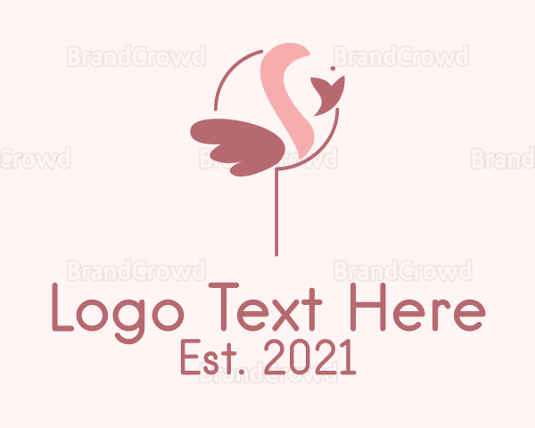 Minimalist Flamingo Bird Logo