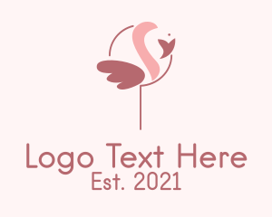 Minimalist Flamingo Bird  logo design