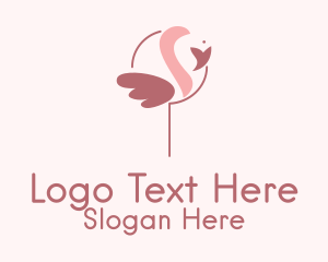 Minimalist Flamingo Bird  Logo