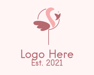 Minimalist Flamingo Bird  logo design