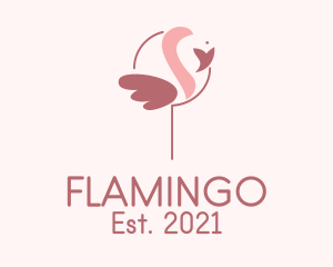 Minimalist Flamingo Bird  logo design