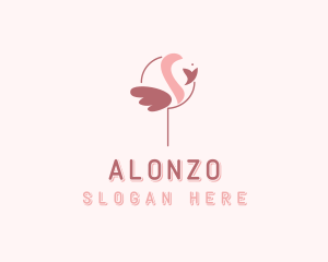 Minimalist Flamingo Bird  logo design