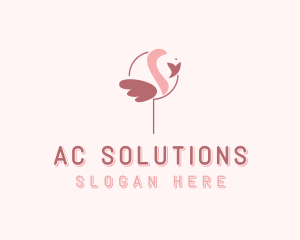 Minimalist Flamingo Bird  logo design