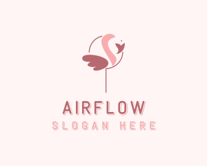 Minimalist Flamingo Bird  logo design