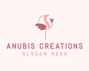 Minimalist Flamingo Bird  logo design