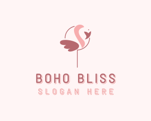 Minimalist Flamingo Bird  logo design