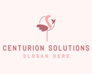 Minimalist Flamingo Bird  logo design