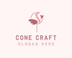 Minimalist Flamingo Bird  logo design