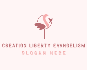 Minimalist Flamingo Bird  logo design