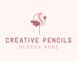 Minimalist Flamingo Bird  logo design