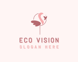 Minimalist Flamingo Bird  logo design