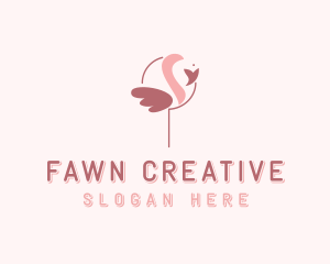 Minimalist Flamingo Bird  logo design