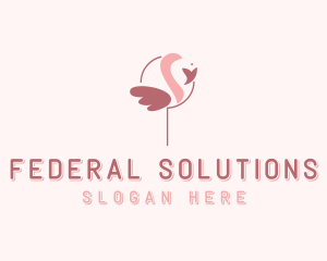 Minimalist Flamingo Bird  logo design