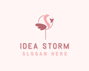 Minimalist Flamingo Bird  logo design