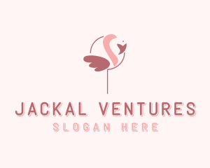 Minimalist Flamingo Bird  logo design