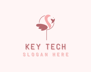 Minimalist Flamingo Bird  logo design