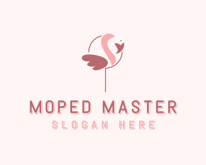 Minimalist Flamingo Bird  logo design