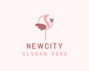 Minimalist Flamingo Bird  logo design