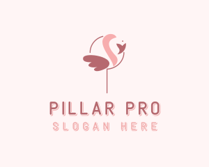 Minimalist Flamingo Bird  logo design