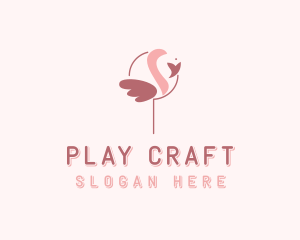 Minimalist Flamingo Bird  logo design