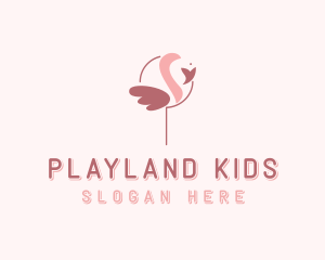 Minimalist Flamingo Bird  logo design