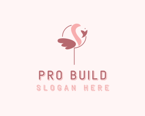 Minimalist Flamingo Bird  logo design