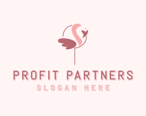 Minimalist Flamingo Bird  logo design