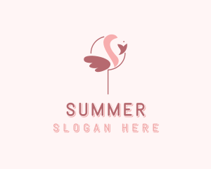 Minimalist Flamingo Bird  logo design