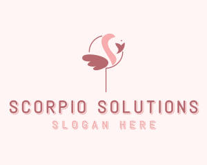 Minimalist Flamingo Bird  logo design