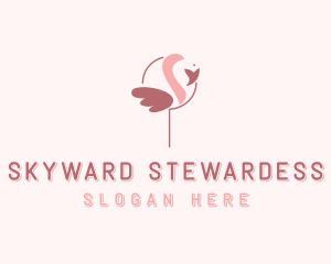 Minimalist Flamingo Bird  logo design