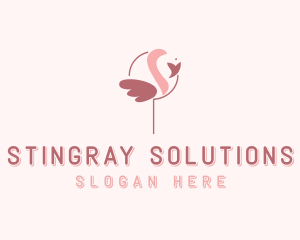 Minimalist Flamingo Bird  logo design