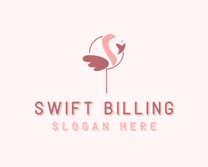 Minimalist Flamingo Bird  logo design