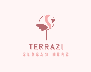 Minimalist Flamingo Bird  logo design