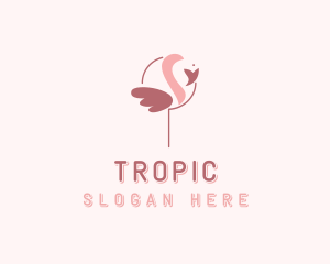 Minimalist Flamingo Bird  logo design