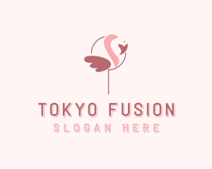 Minimalist Flamingo Bird  logo design