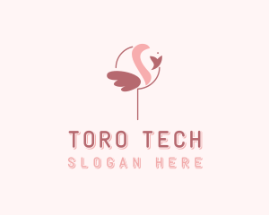 Minimalist Flamingo Bird  logo design