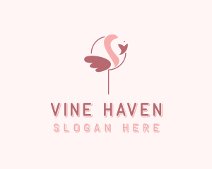 Minimalist Flamingo Bird  logo design