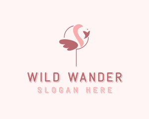 Minimalist Flamingo Bird  logo design